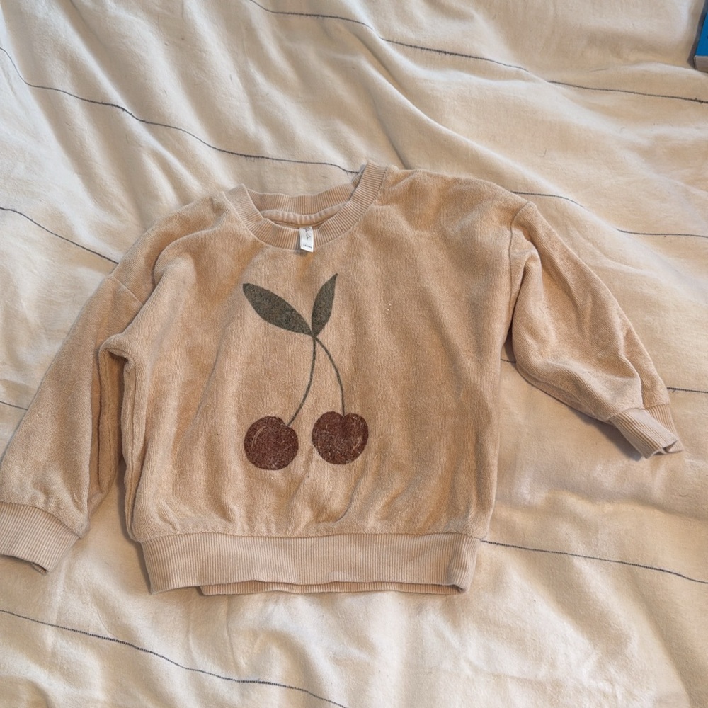 Rylee + Cru Cherry Terry cloth Sweater - Beige